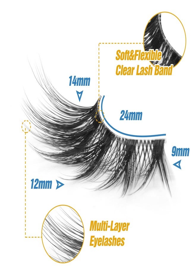 zanlufly Half Lashes Manga Natural Wispy 3/4 False Eyelashes Cat Eye Lashes Volume Clear Band False Lashes that Look Like Extensions Soft Handmade Reusable Lashes Pack - Image 3